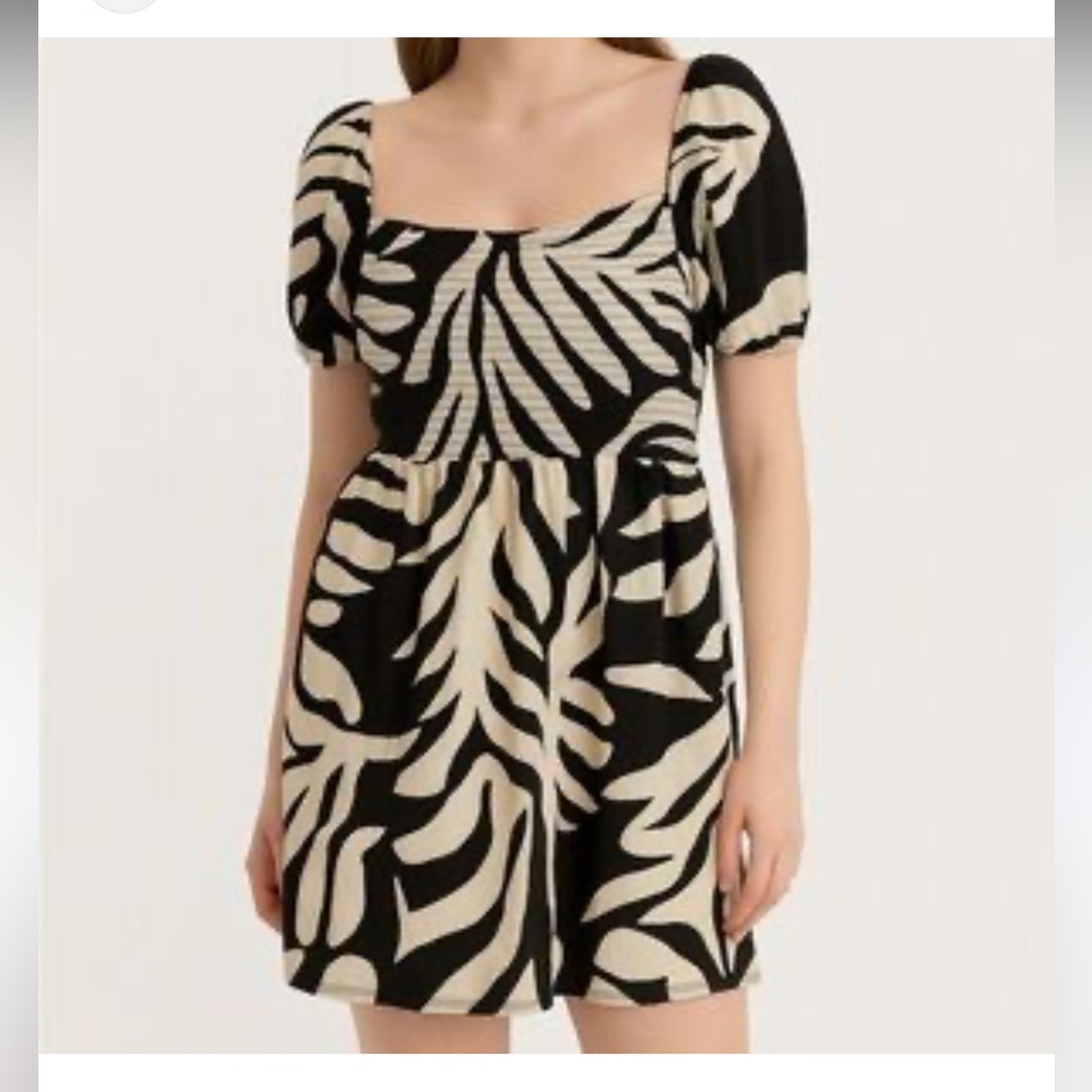 H&M Black and Cream Mini Dress